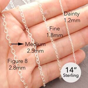 14” Sterling Silver Chain Necklace, thick chain, silver choker, 36-1sm-sp